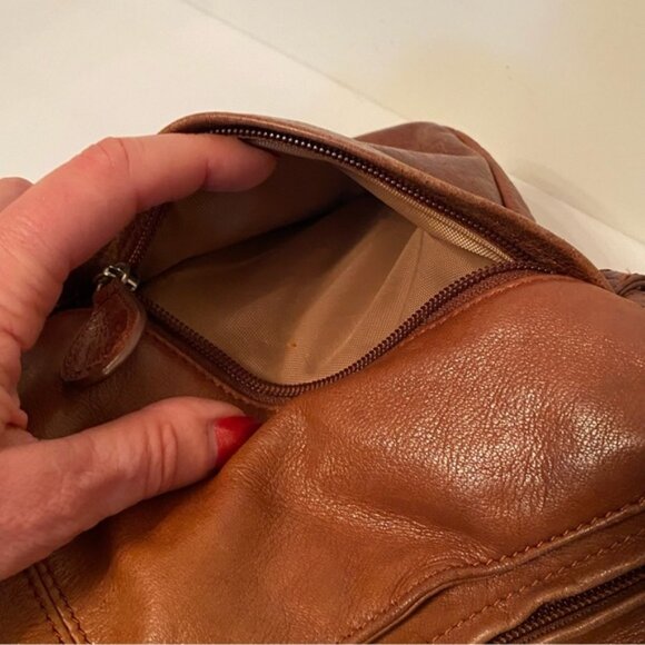 OSGOODE MARLEY BAG SHOULDER BROWN LEATHER SOFT TEXTURED SMOOTH ZIP TOP - Picture 9 of 13